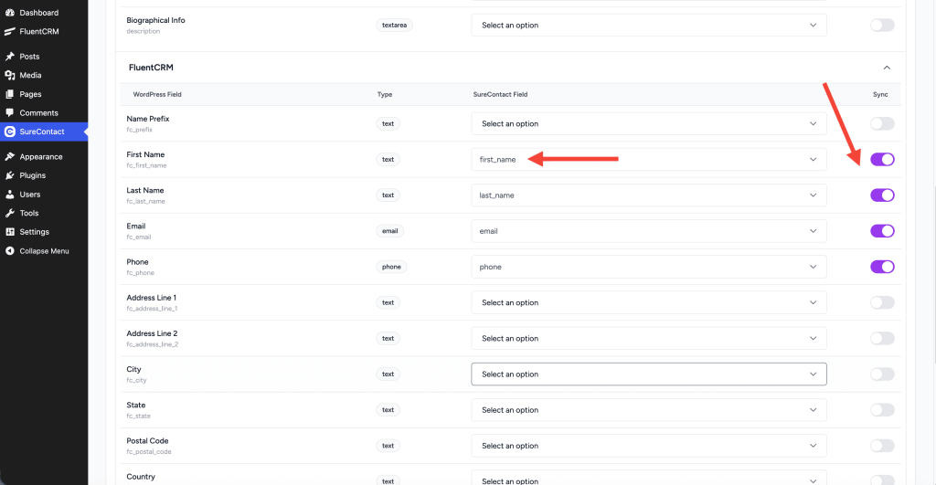FluentCRM Integration with SureContact annotation on 2025 12 11 at 11 49 15