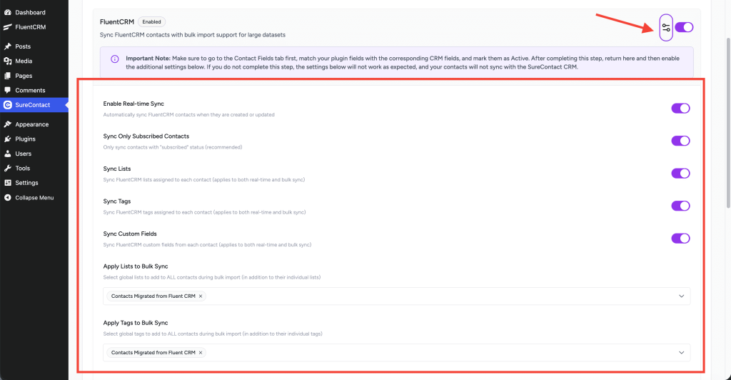 FluentCRM Integration with SureContact annotation on 2025 12 11 at 15 32 27