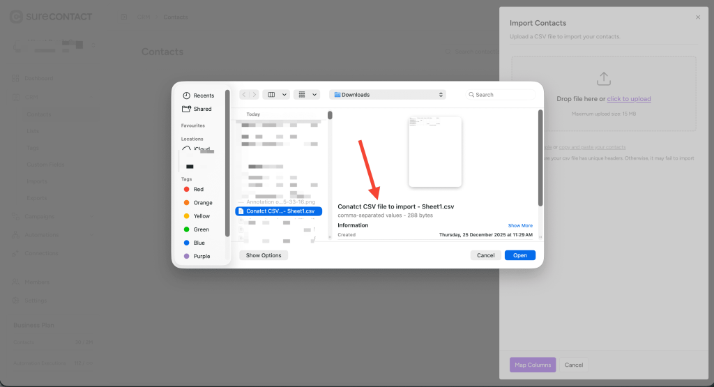 Importing Contacts into SureContact annotation on 2025 12 29 at 12 31 24