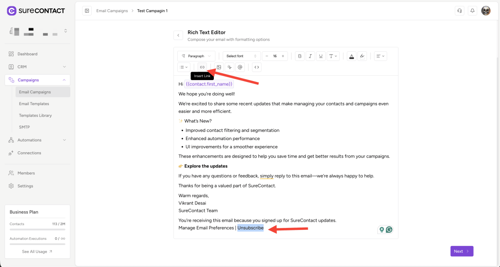 How to Add an Unsubscribe Link in Your Emails annotation on 2026 02 02 at 15 43 01