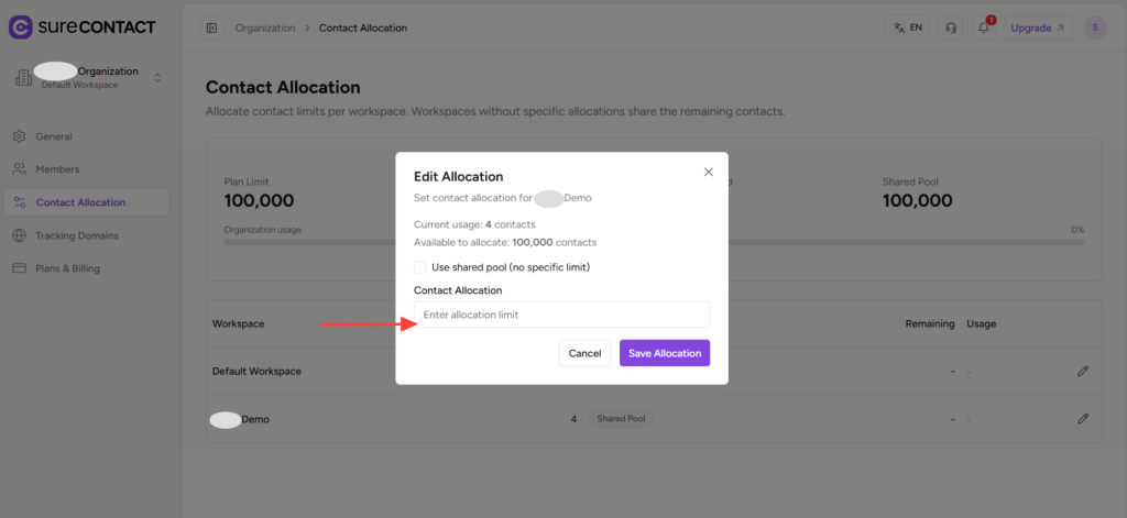 Workspace-Level Contact Allocation in SureContact copy of zight 2026 2 19 at 12.49.34 pm