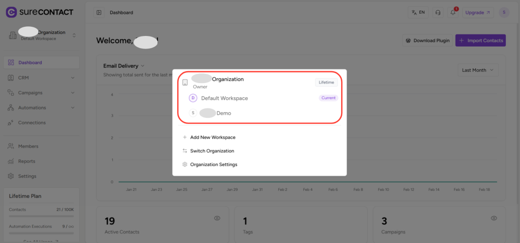 Workspace-Level Timezone Settings in SureContact copy of zight 2026 2 19 at 2.41.32 pm