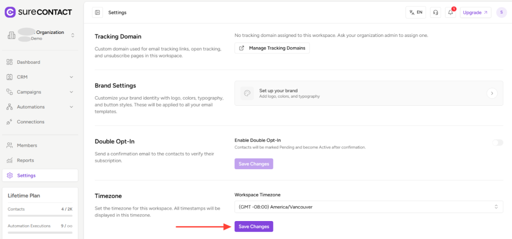 Workspace-Level Timezone Settings in SureContact copy of zight 2026 2 19 at 3.00.34 pm