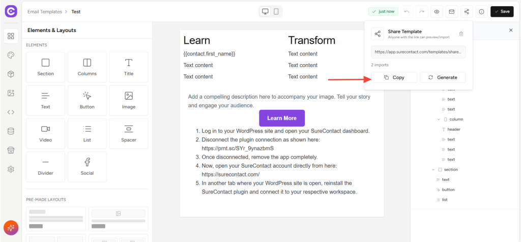 How to Share Email Templates in SureContact copy of zight 2026 2 19 at 7.03.20 pm
