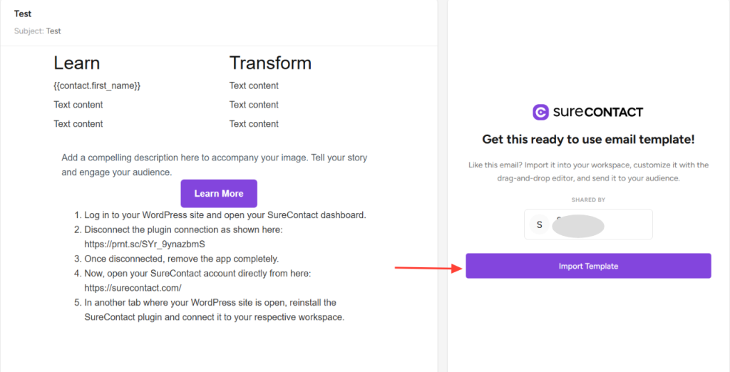 How to Share Email Templates in SureContact copy of zight 2026 2 19 at 7.08.02 pm