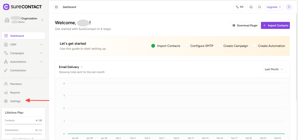 How to Add a Custom Tracking Domain in a Workspace in SureContact copy of zight 2026 2 24 at 2.03.02 pm