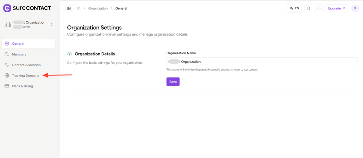 How to Add a Custom Tracking Domain in a Workspace in SureContact copy of zight 2026 2 24 at 2.35.58 pm