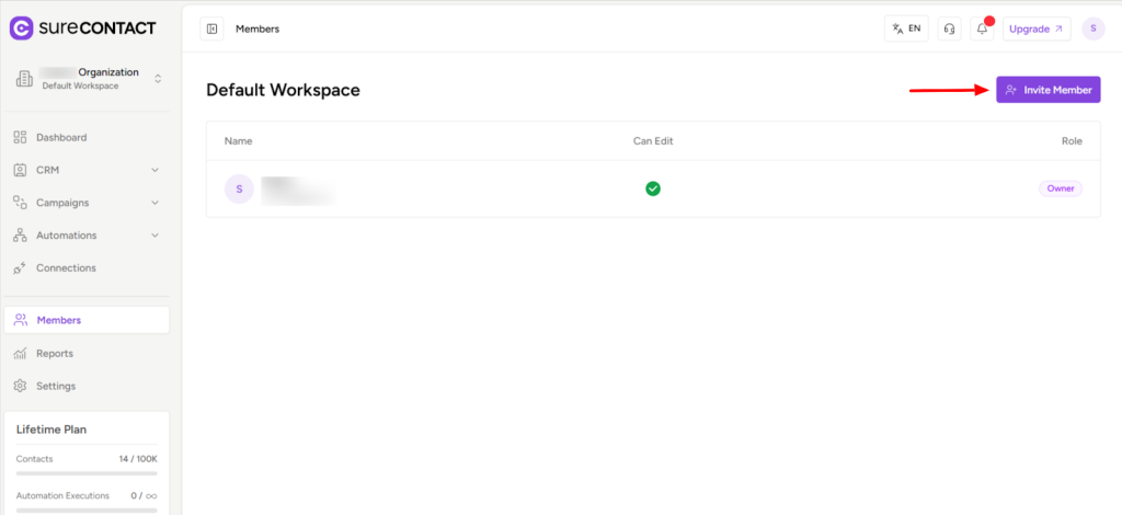How to Invite Members to a Workspace in SureContact image