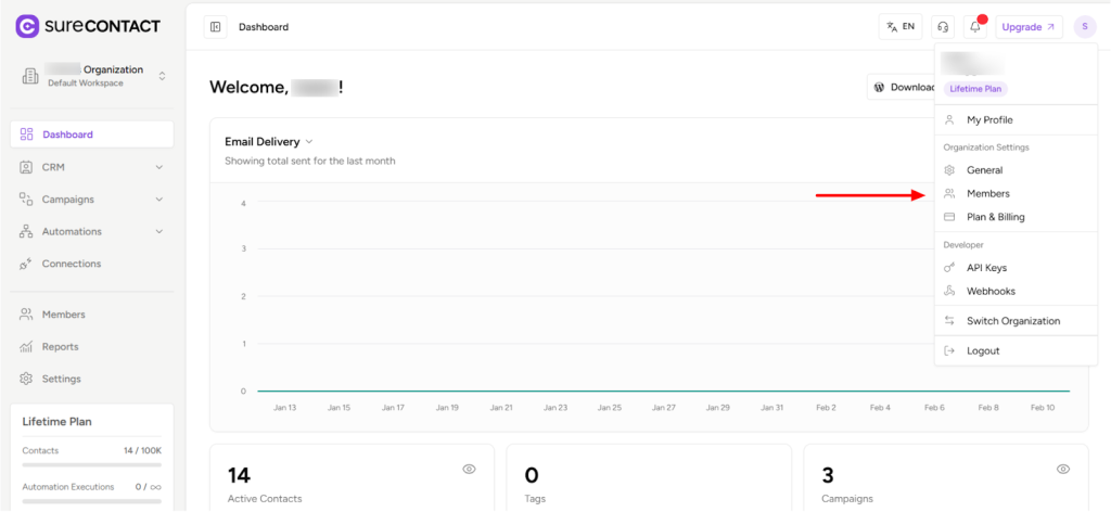 How to Invite Members to a Workspace in SureContact image