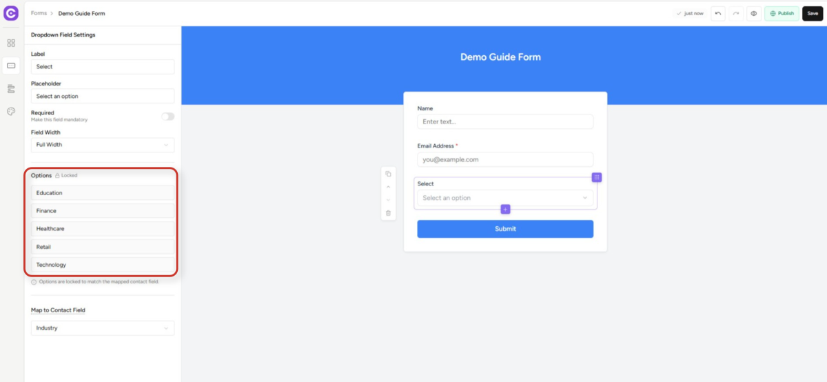 Forms Custom Fields Sync Guide demo guide form builder interface (1)