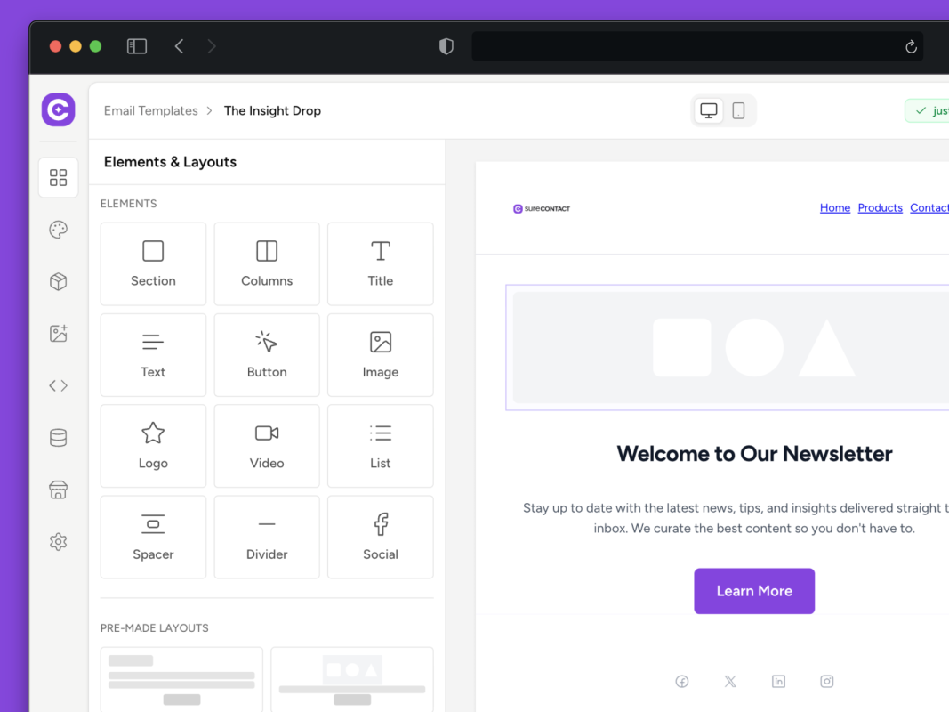 hero shot email builder