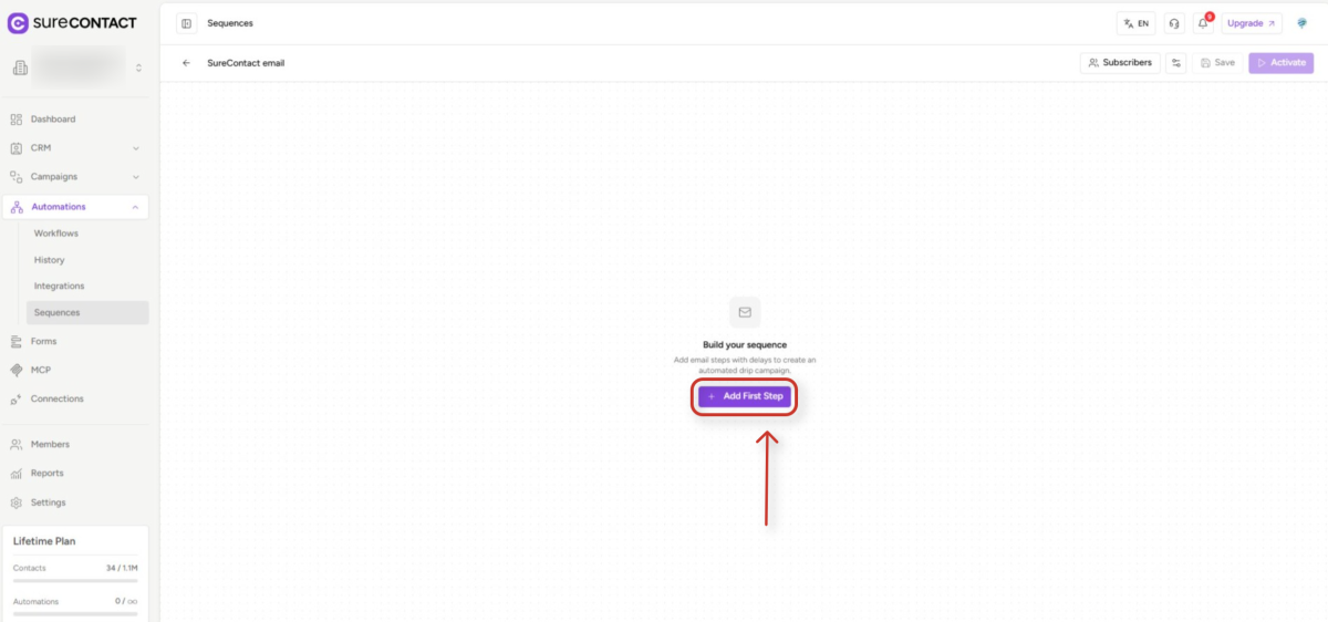 Email Sequences Guide surecontact automated email sequence interface