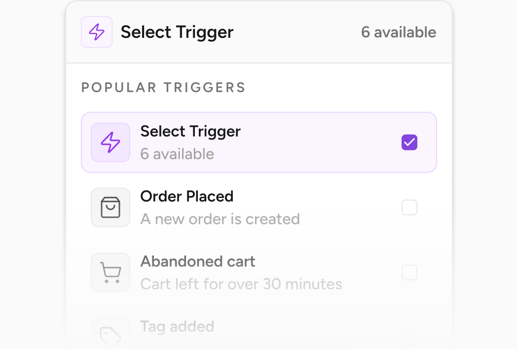 Email Automations select trigger