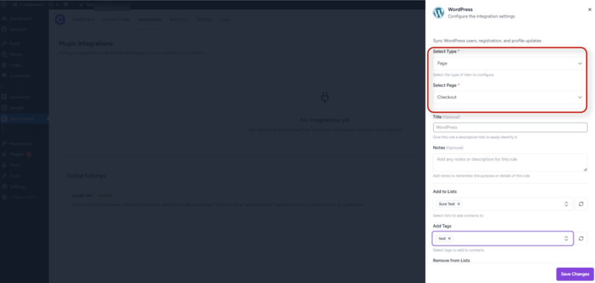 Page Visit Tracking Guide (WordPress) wordpress integration settings interface
