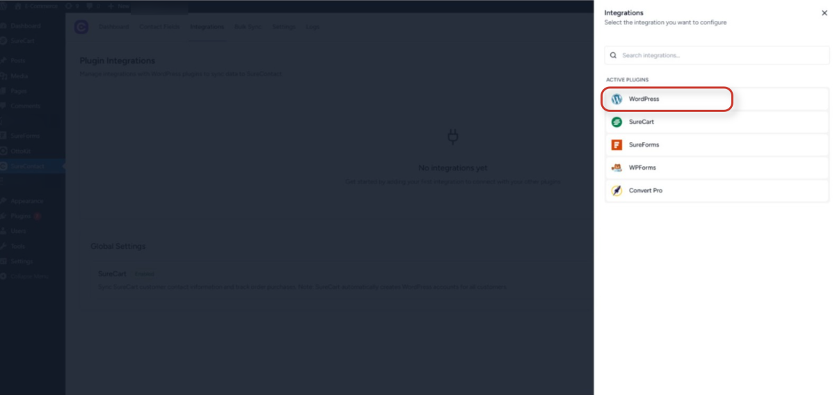 Page Visit Tracking Guide (WordPress) wordpress plugin integrations management screen