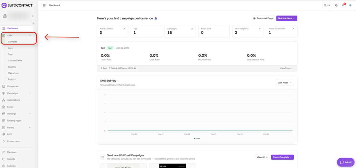 Contact Activity & Purchase History surecontact campaign performance dashboard (1)