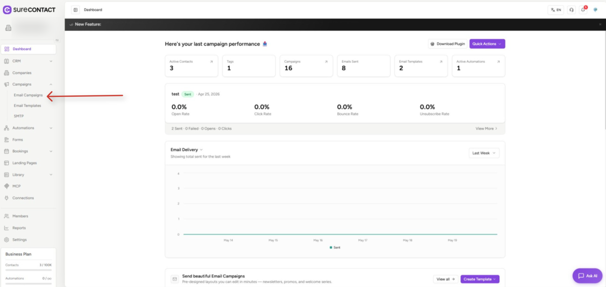 surecontact campaign performance dashboard