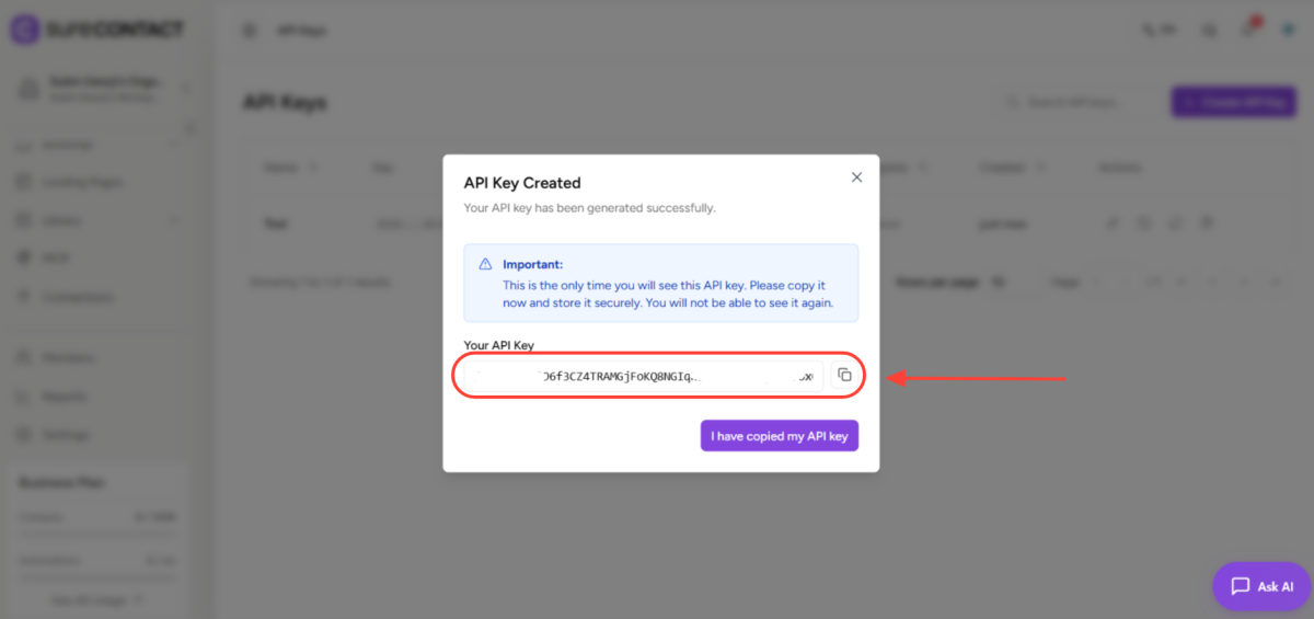 SureContact API Keys Guide zight 2026 5 29 at 6.23.36 pm