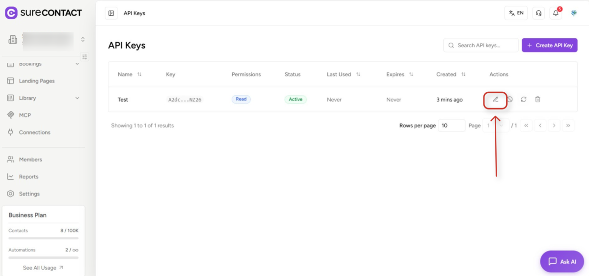SureContact API Keys Guide surecontact api keys management dashboard