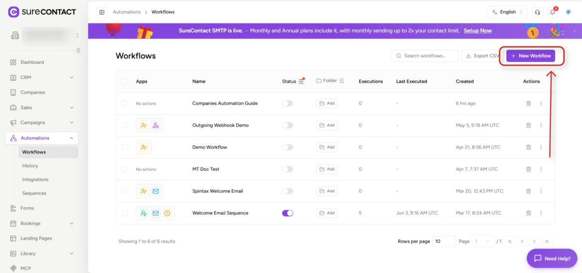 Companies Inside Automations - SureContact surecontact automation workflows dashboard (1)
