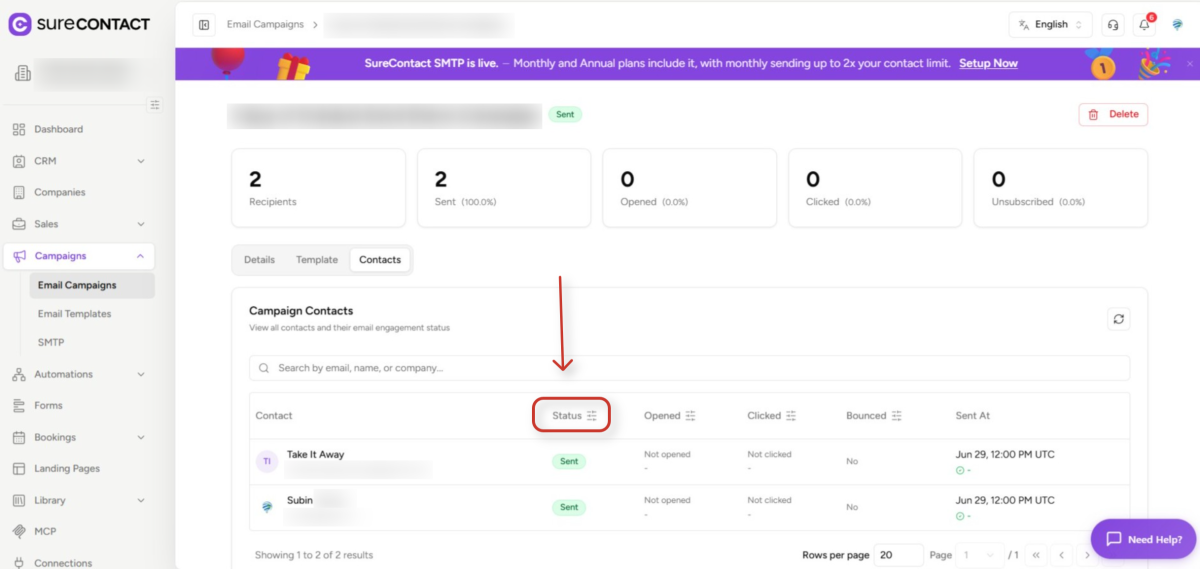 Campaign Analytics Guide surecontact email campaign analytics dashboard showing performance metrics