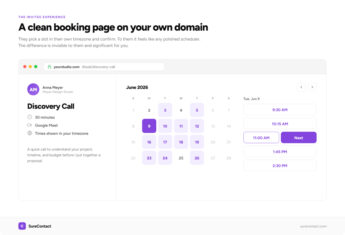Best Calendly Alternative in 2026: Booking That Lives Inside Your CRM Booking page calendar and times