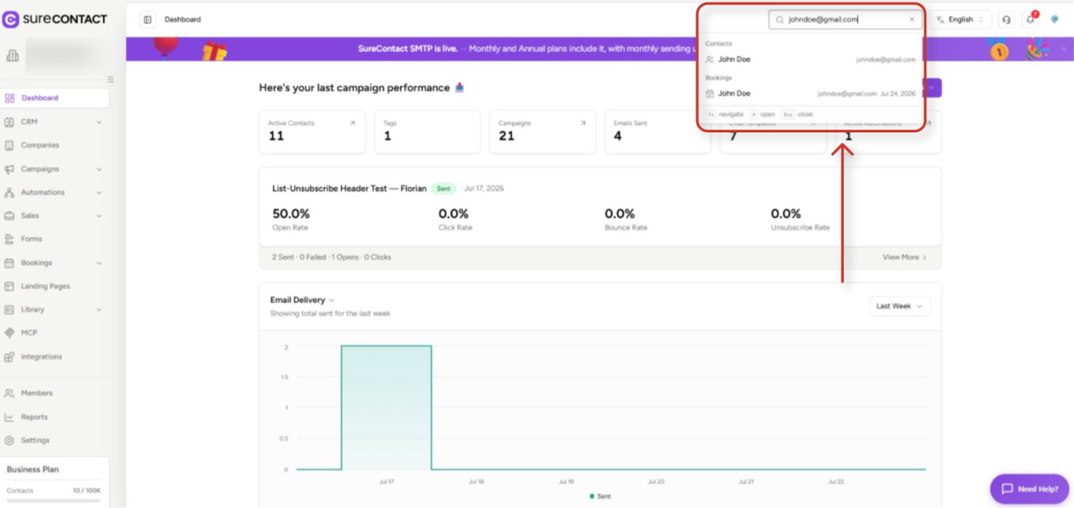 Global Search - User Flow Documentation email marketing campaign performance dashboard