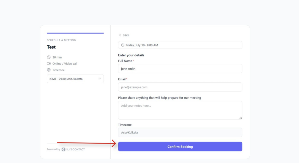 Zoom Integration with SureContact online meeting booking form