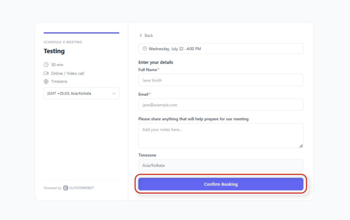 Group Booking User Flow Documentation online meeting scheduling form
