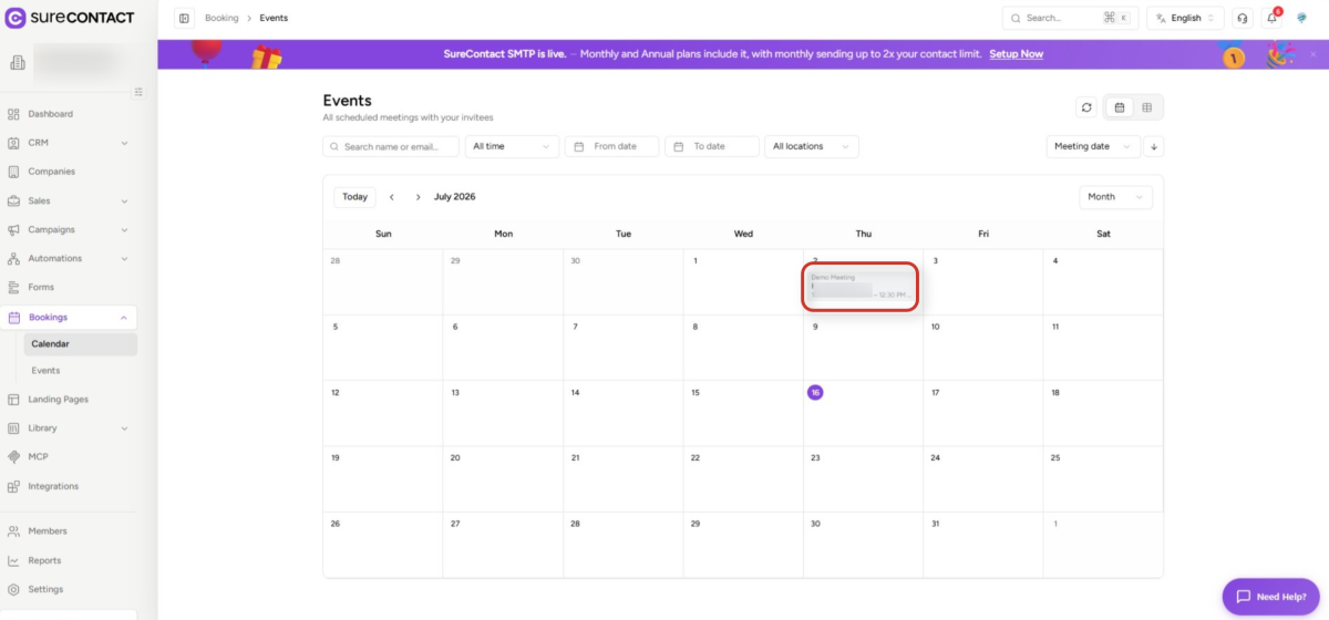 Group Booking User Flow Documentation surecontact bookings events calendar view
